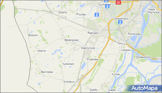 mapa Warzymice, Warzymice na mapie Targeo
