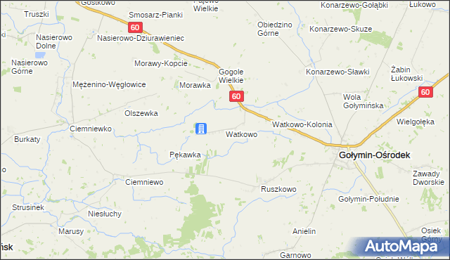 mapa Watkowo, Watkowo na mapie Targeo