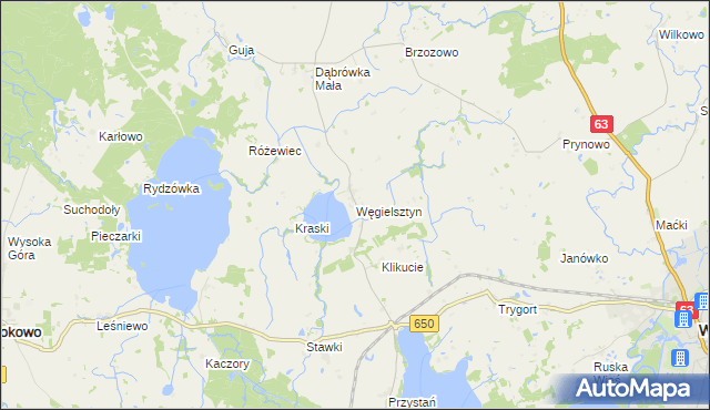 mapa Węgielsztyn, Węgielsztyn na mapie Targeo