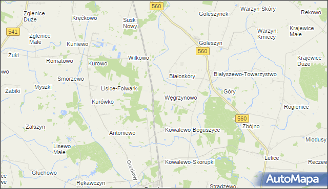 mapa Węgrzynowo gmina Gozdowo, Węgrzynowo gmina Gozdowo na mapie Targeo