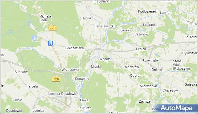 mapa Wesoła gmina Piekoszów, Wesoła gmina Piekoszów na mapie Targeo