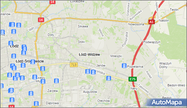 mapa Widzew, Widzew na mapie Targeo
