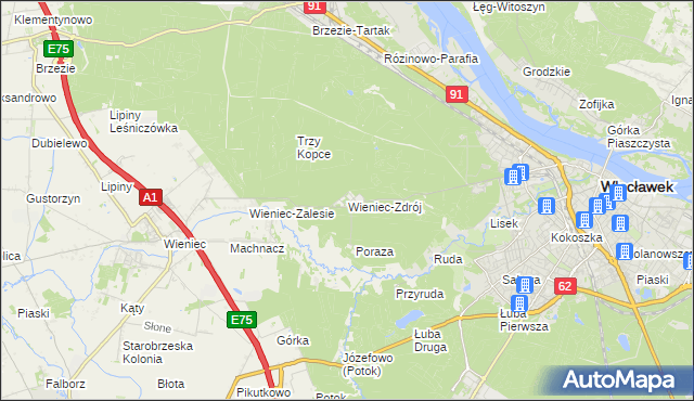 mapa Wieniec-Zdrój, Wieniec-Zdrój na mapie Targeo