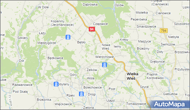 mapa Wierzchowie, Wierzchowie na mapie Targeo
