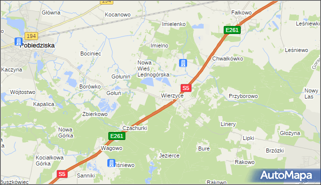mapa Wierzyce, Wierzyce na mapie Targeo