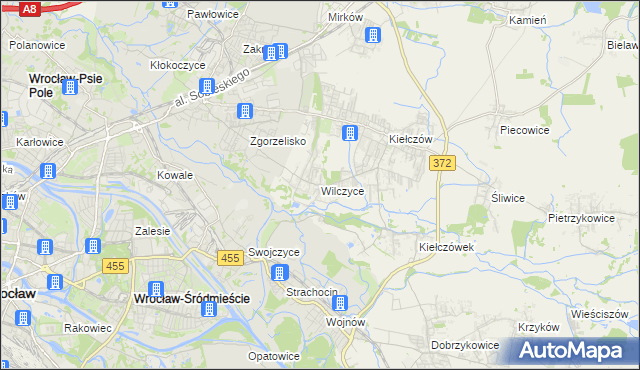 mapa Wilczyce gmina Długołęka, Wilczyce gmina Długołęka na mapie Targeo