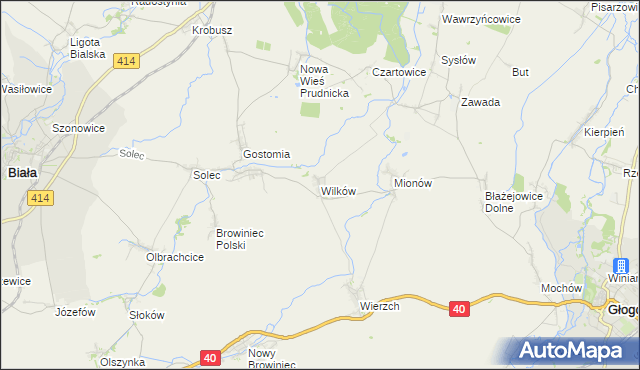mapa Wilków gmina Biała, Wilków gmina Biała na mapie Targeo