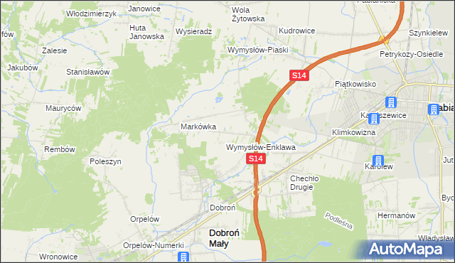 mapa Wincentów gmina Dobroń, Wincentów gmina Dobroń na mapie Targeo