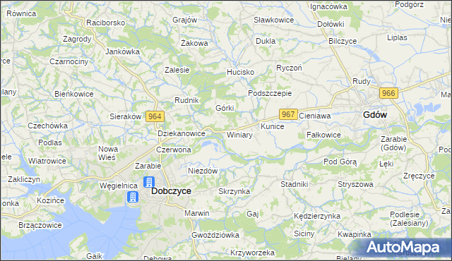 mapa Winiary gmina Gdów, Winiary gmina Gdów na mapie Targeo
