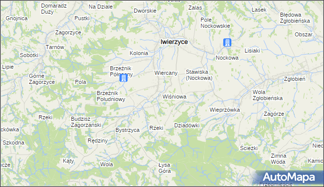 mapa Wiśniowa gmina Iwierzyce, Wiśniowa gmina Iwierzyce na mapie Targeo