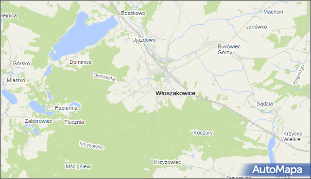 mapa Włoszakowice, Włoszakowice na mapie Targeo