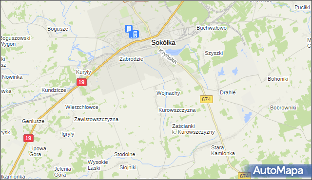 mapa Wojnachy, Wojnachy na mapie Targeo