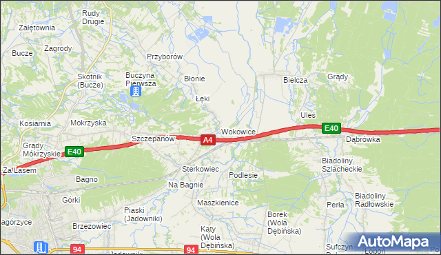 mapa Wokowice, Wokowice na mapie Targeo