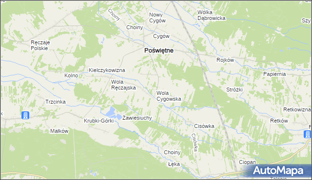 mapa Wola Cygowska, Wola Cygowska na mapie Targeo