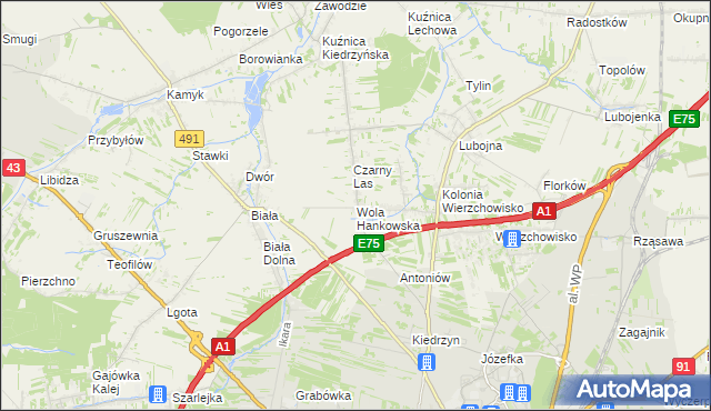 mapa Wola Hankowska, Wola Hankowska na mapie Targeo