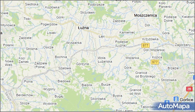 mapa Wola Łużańska, Wola Łużańska na mapie Targeo
