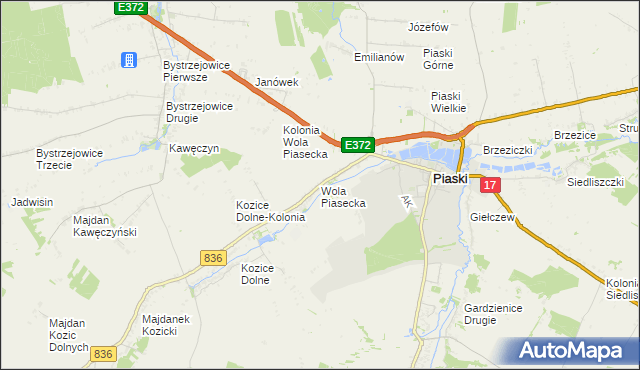 mapa Wola Piasecka, Wola Piasecka na mapie Targeo