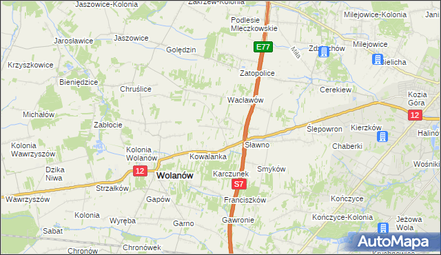 mapa Wola Wacławowska, Wola Wacławowska na mapie Targeo
