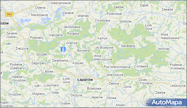 mapa Wola Wieruszycka, Wola Wieruszycka na mapie Targeo