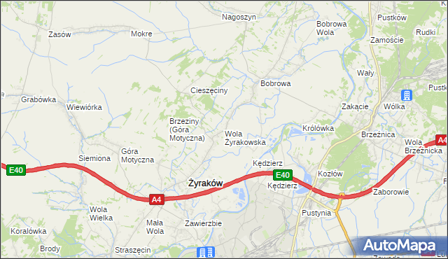 mapa Wola Żyrakowska, Wola Żyrakowska na mapie Targeo