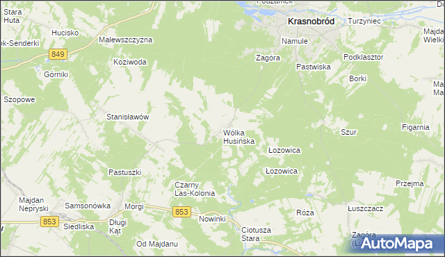 mapa Wólka Husińska, Wólka Husińska na mapie Targeo