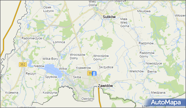 mapa Wrociszów Górny, Wrociszów Górny na mapie Targeo