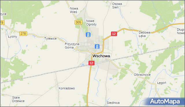 mapa Wschowa, Wschowa na mapie Targeo