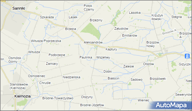 mapa Wszeliwy, Wszeliwy na mapie Targeo