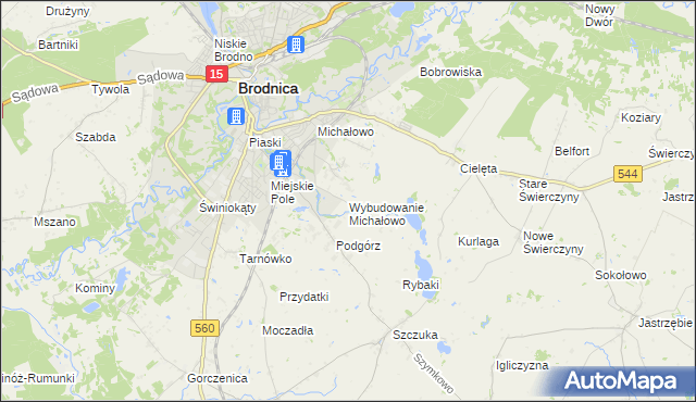 mapa Wybudowanie Michałowo, Wybudowanie Michałowo na mapie Targeo