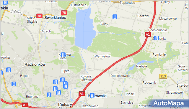 mapa Wymysłów gmina Bobrowniki, Wymysłów gmina Bobrowniki na mapie Targeo