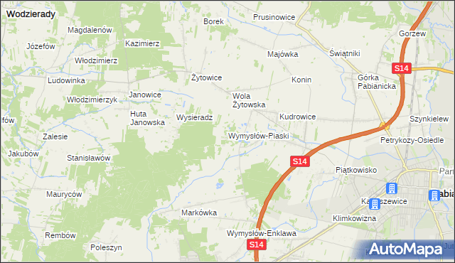 mapa Wymysłów-Piaski, Wymysłów-Piaski na mapie Targeo