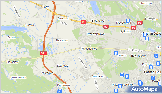 mapa Wysogotowo, Wysogotowo na mapie Targeo