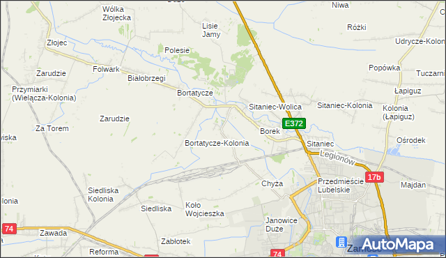 mapa Wysokie gmina Zamość, Wysokie gmina Zamość na mapie Targeo