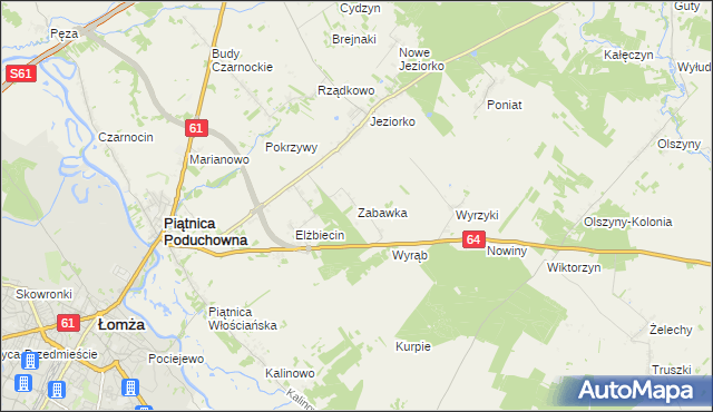 mapa Zabawka gmina Piątnica, Zabawka gmina Piątnica na mapie Targeo