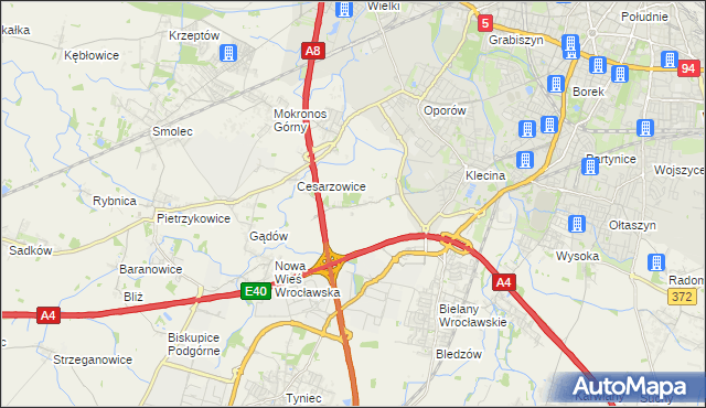 mapa Zabrodzie gmina Kąty Wrocławskie, Zabrodzie gmina Kąty Wrocławskie na mapie Targeo