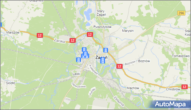 mapa Żagań, Żagań na mapie Targeo