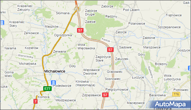 mapa Zagórzyce Stare, Zagórzyce Stare na mapie Targeo