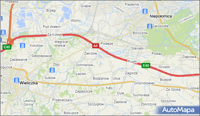 mapa Zakrzowiec, Zakrzowiec na mapie Targeo