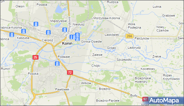 mapa Zalesie gmina Krzymów, Zalesie gmina Krzymów na mapie Targeo