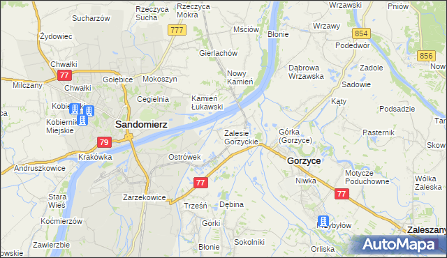 mapa Zalesie Gorzyckie, Zalesie Gorzyckie na mapie Targeo