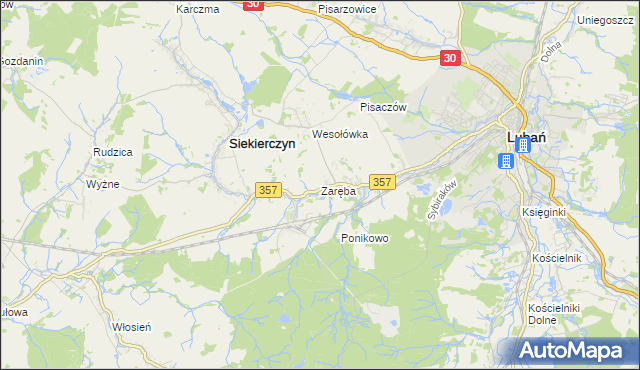 mapa Zaręba gmina Siekierczyn, Zaręba gmina Siekierczyn na mapie Targeo