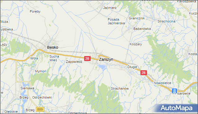 mapa Zarszyn, Zarszyn na mapie Targeo