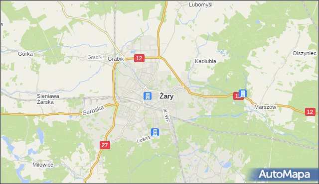 mapa Żary, Żary na mapie Targeo