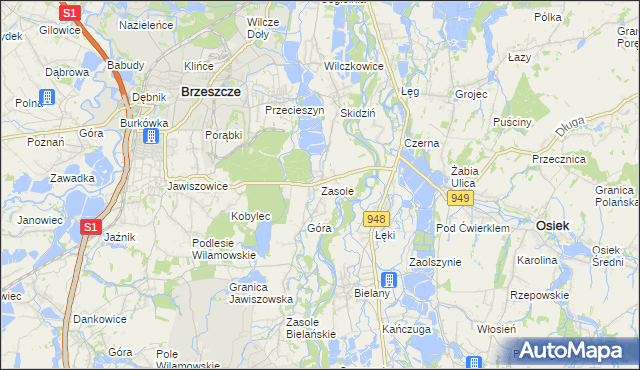 mapa Zasole, Zasole na mapie Targeo