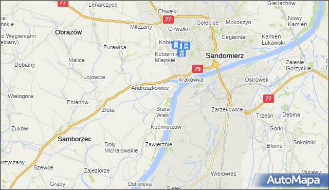 mapa Zawisełcze, Zawisełcze na mapie Targeo