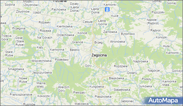 mapa Żegocina, Żegocina na mapie Targeo