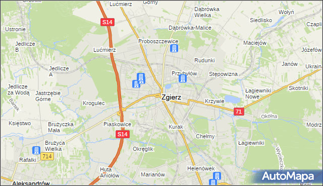 mapa Zgierz, Zgierz na mapie Targeo