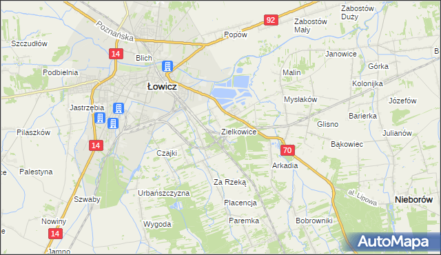 mapa Zielkowice, Zielkowice na mapie Targeo