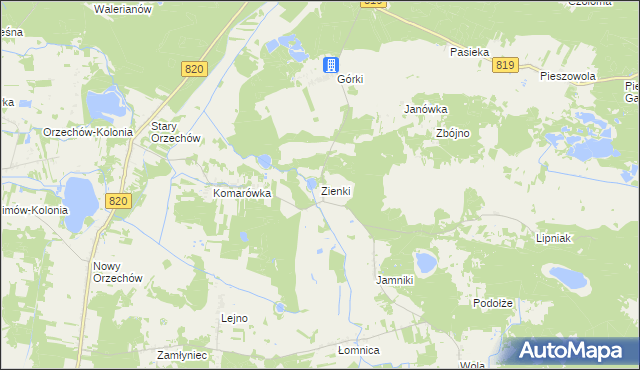 mapa Zienki, Zienki na mapie Targeo