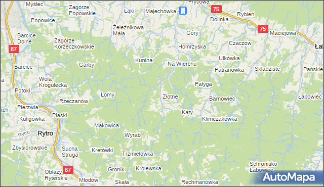 mapa Złotne, Złotne na mapie Targeo